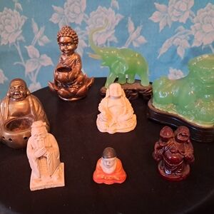 Assorted Buddhist and Eastern Figurine Lot 8 Pieces Zen Japan